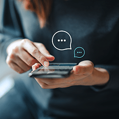 women s hand typing mobile smartphone live chat chatting application communication digital web social network concept work from home